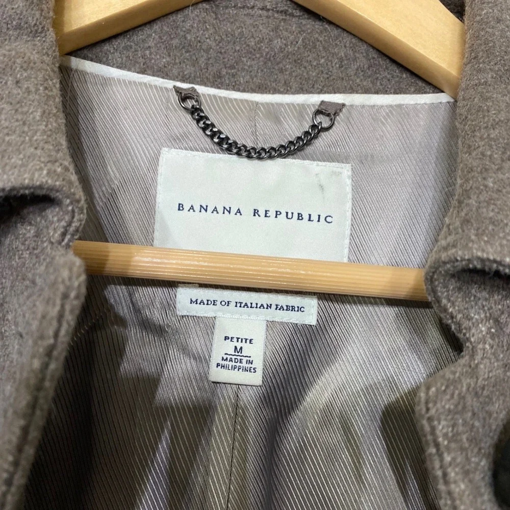 Banana Republic Italian Wool Blend Coat Petite M Brown Button Front‎ Peacoat